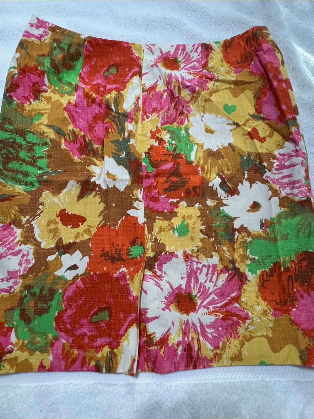 Talbots Yellow Floral Mini Skirt with Pink & Brown Accents